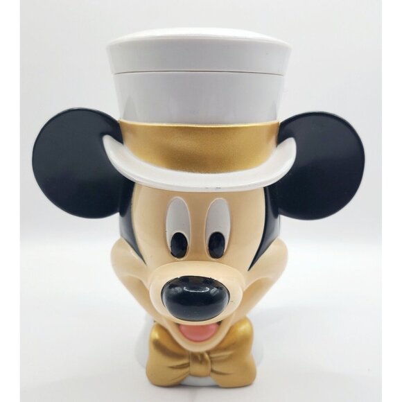 Disney Mickey Mouse Mug Cup Attached Flip Lid Microwave Dishwasher Safe Vintage - Picture 1 of 9